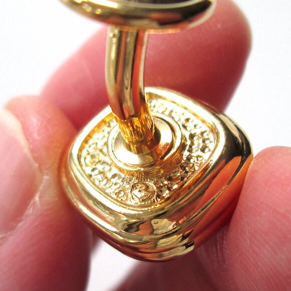 ✨ SWAROVSKI Swan Mark Cufflinks Cuff Links Clear Crystals Gold Tone - Picture 6 of 12